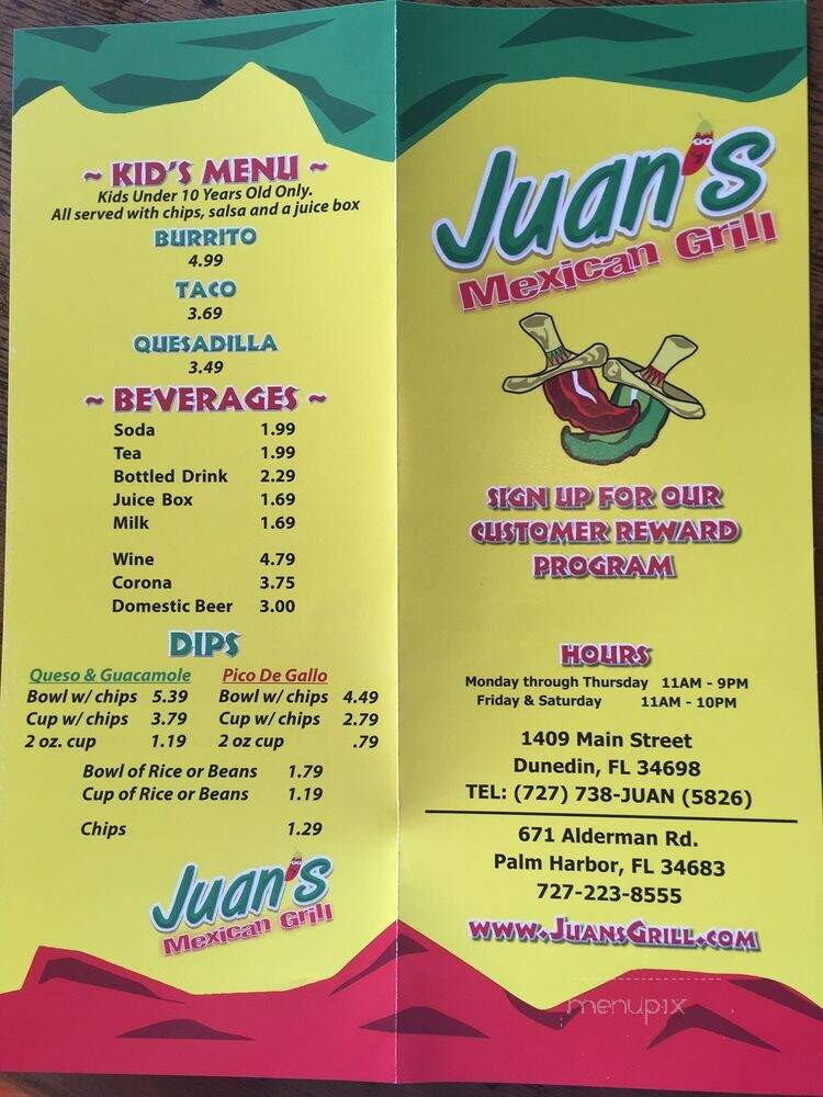 Juan's Mexican Grill - Palm Harbor, FL menu_pic