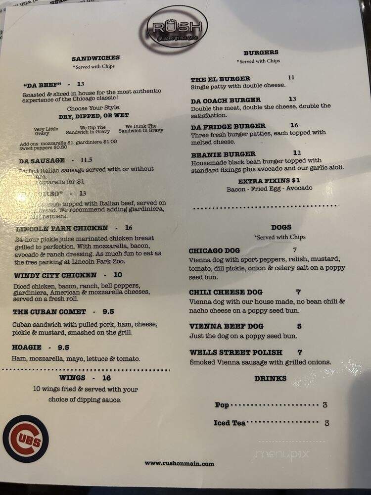 Rush on Main - Zionsville, IN menu_pic