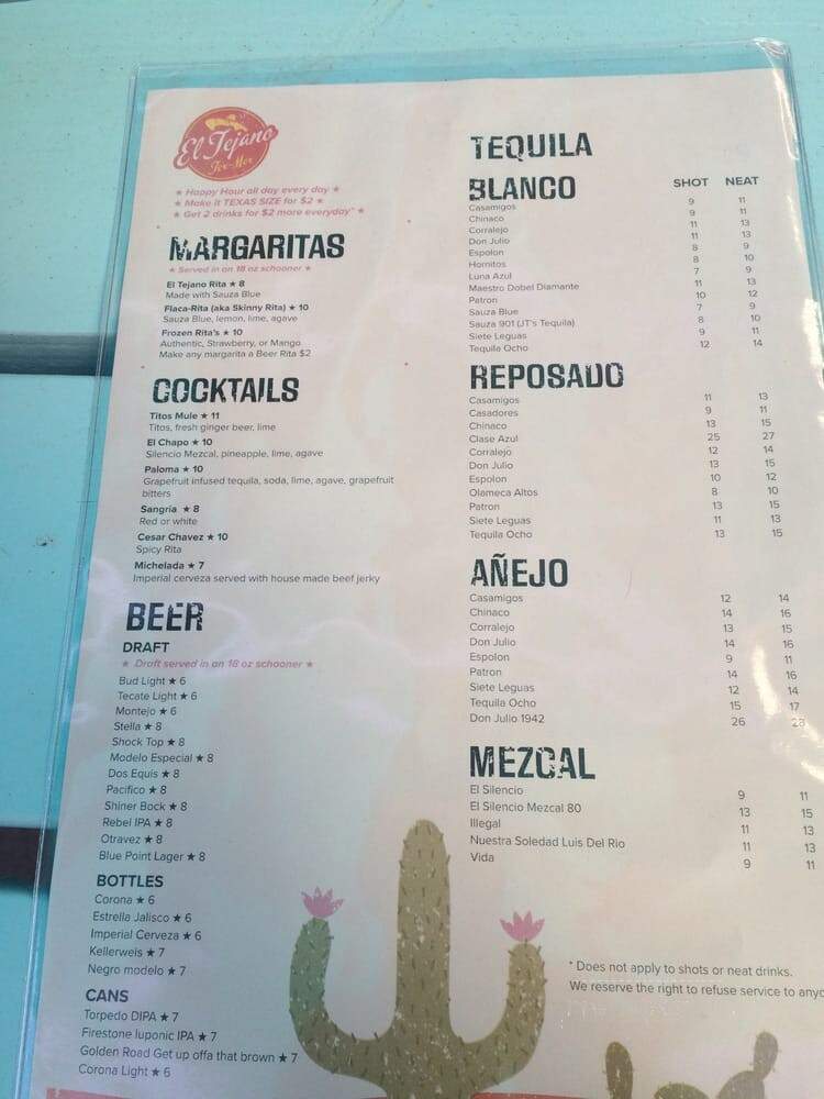 El Tejano - North Hollywood, CA menu_pic