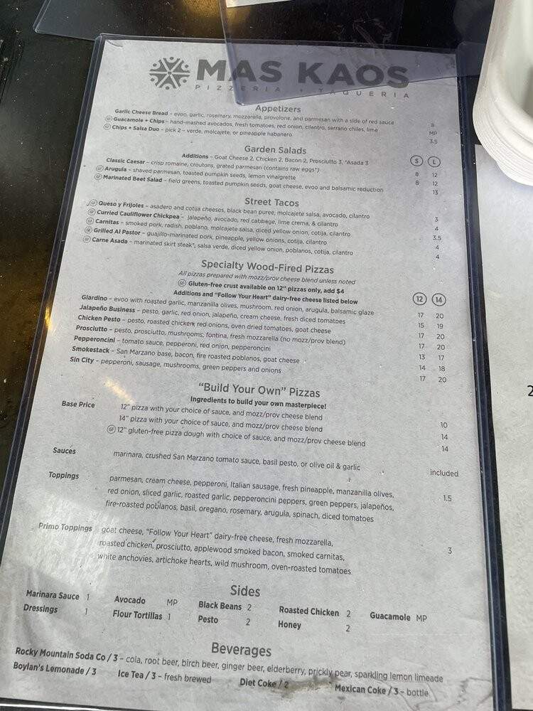 Mas Kaos Pizzeria + Taqueria - Denver, CO menu_pic
