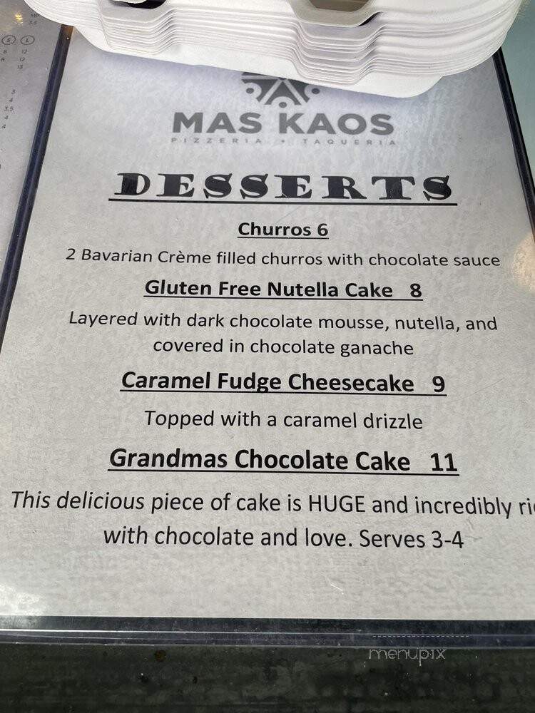 Mas Kaos Pizzeria + Taqueria - Denver, CO menu_pic