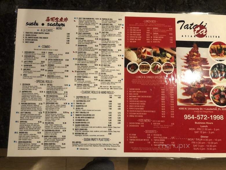 Tataki Asian Bistro - Lauderhill, FL menu_pic