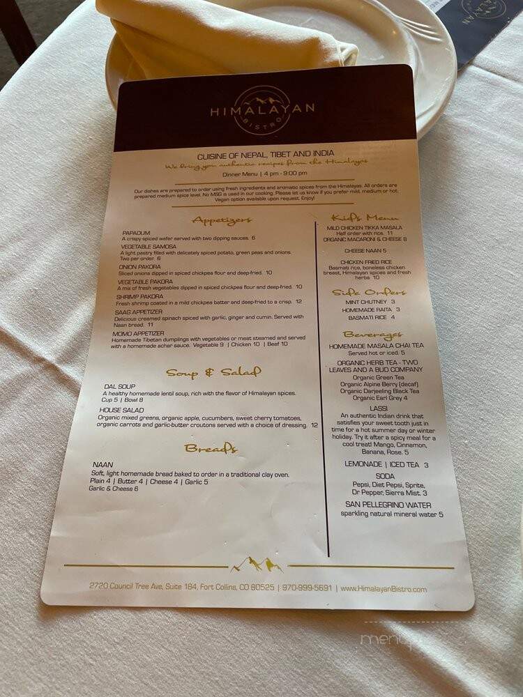 Himalayan Bistro - Fort Collins, CO menu_pic