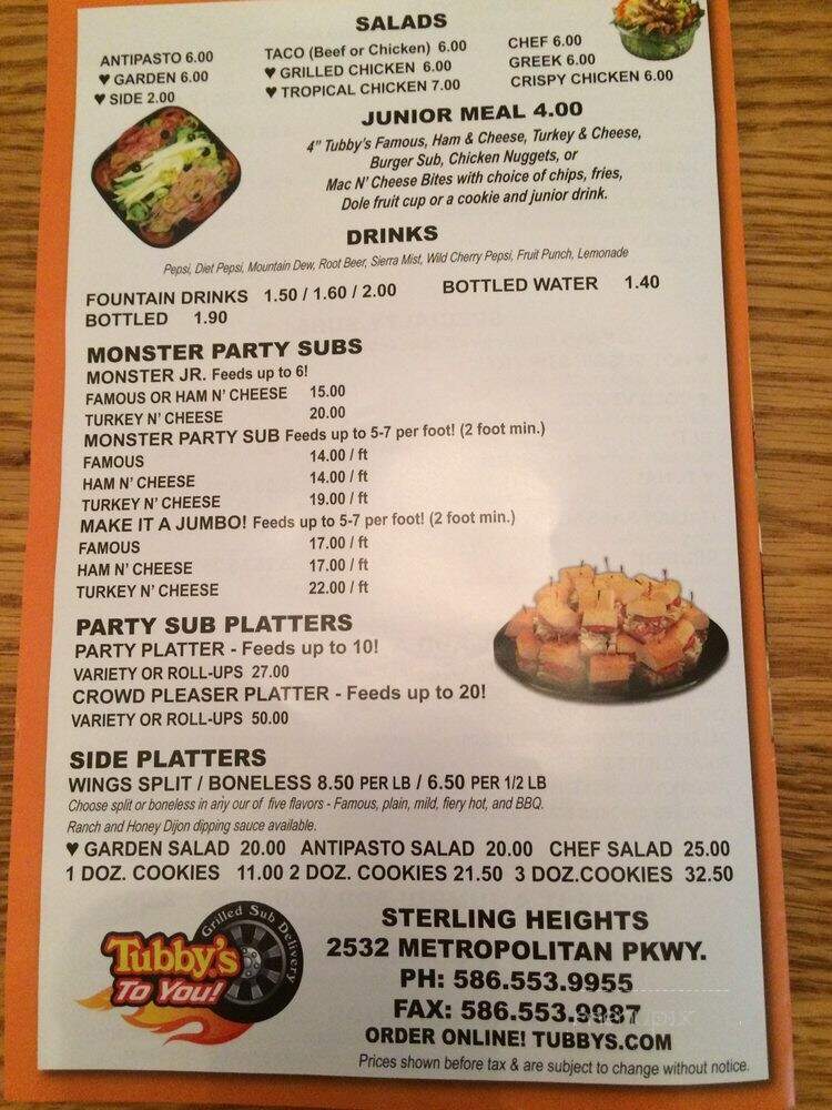 Tubby's Grilled Submarines - Sterling Heights, MI menu_pic