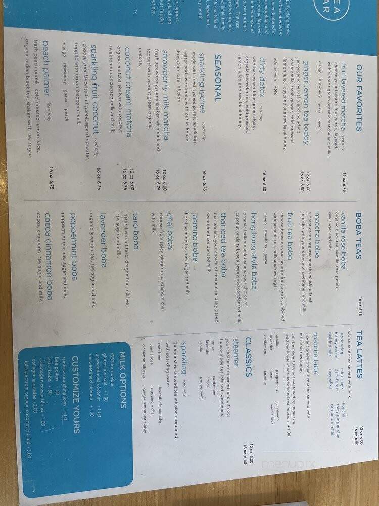 Tea Bar - Portland, OR menu_pic