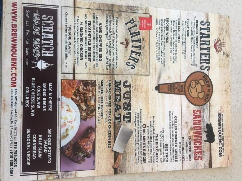 Brew N Que - Apex, NC menu_pic