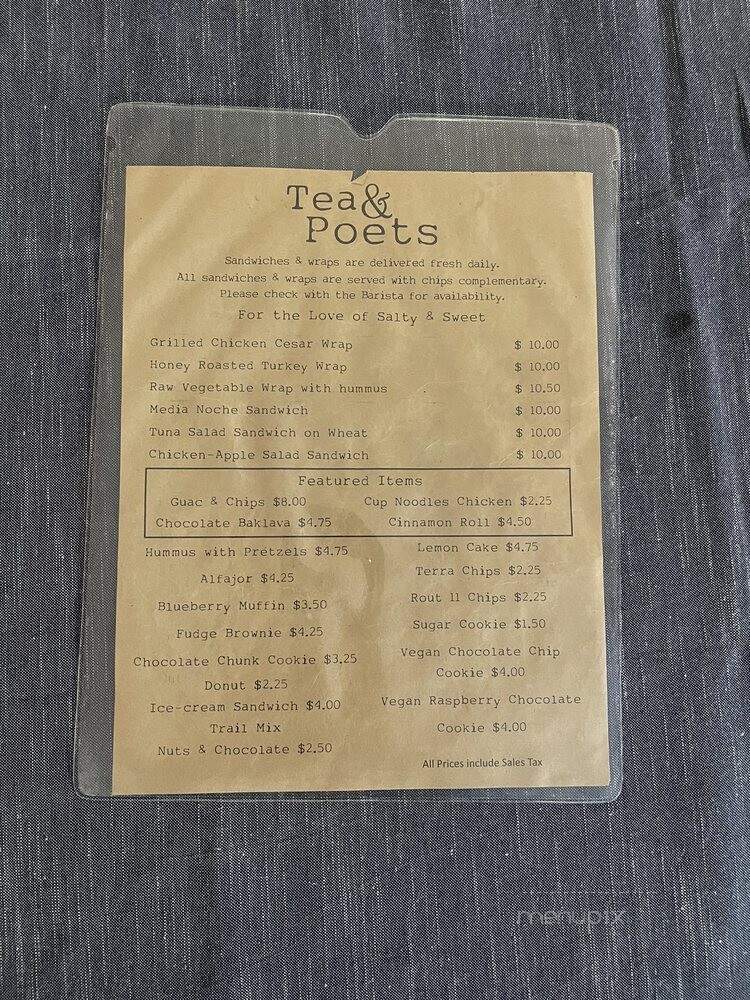Tea & Poets - South Miami, FL menu_pic