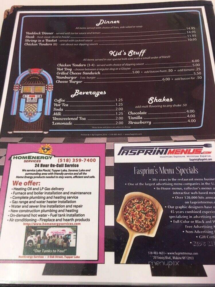 Ohana's 1950's Diner - Tupper Lake, NY menu_pic