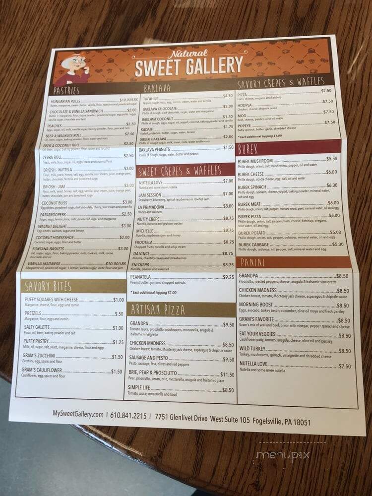 Natural Sweet Gallery - Fogelsville, PA menu_pic
