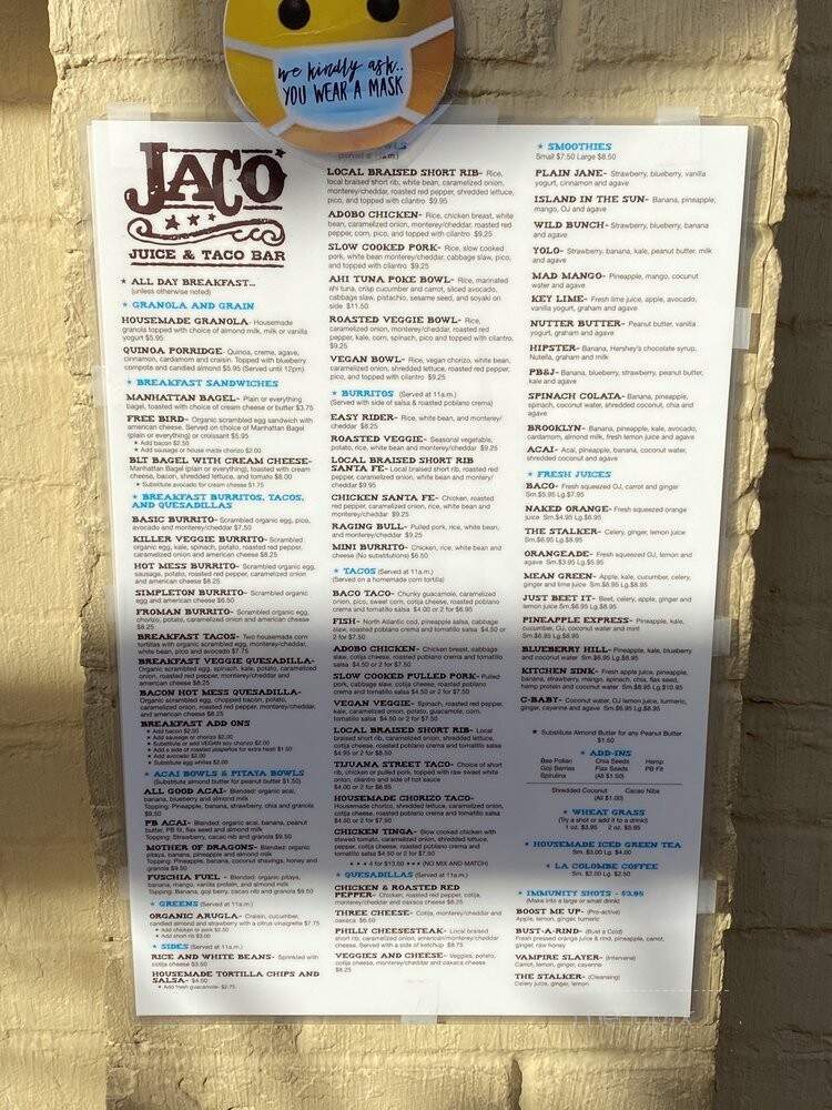 JACO Juice and Taco Bar - Media, PA menu_pic