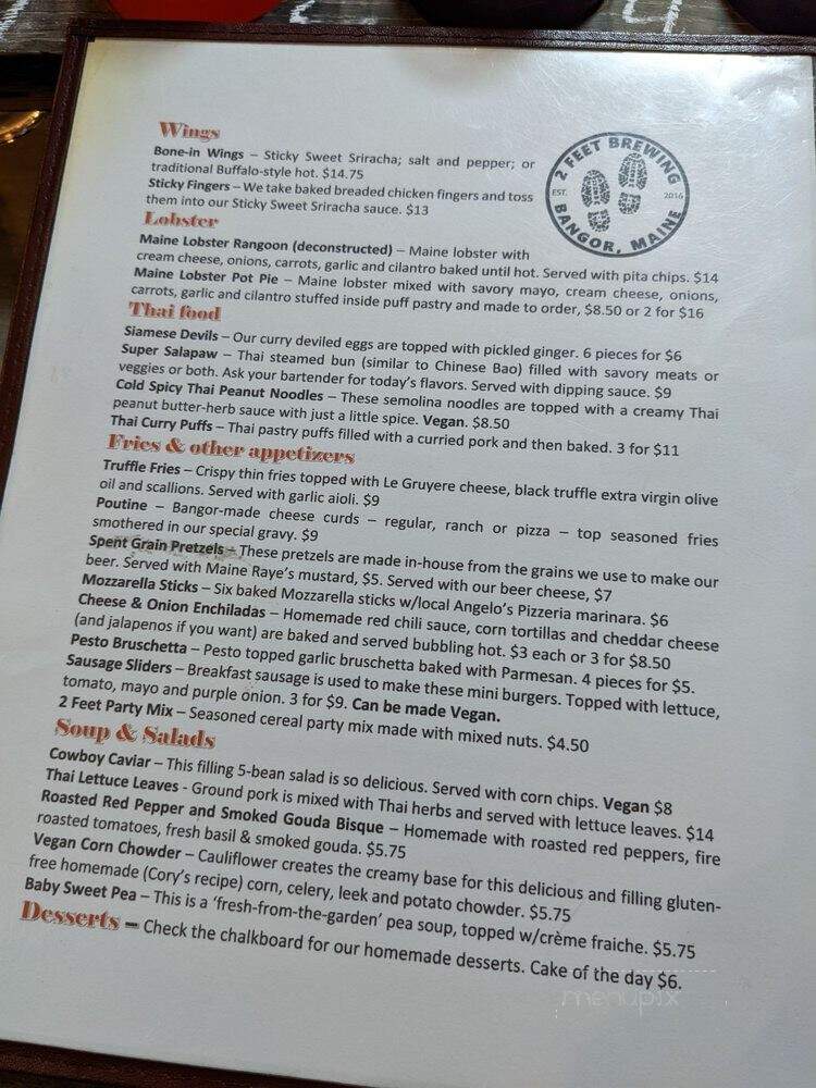 2 Feet Brewing - Bangor, ME menu_pic