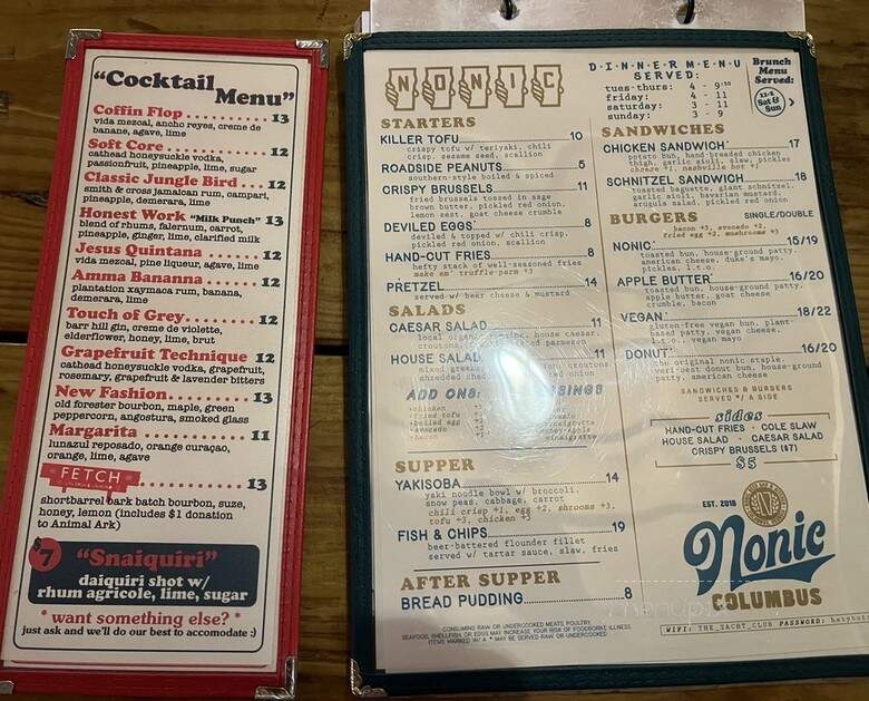Nonic Bar & Kitchen - Columbus, GA menu_pic