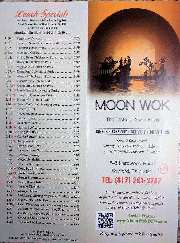 Moon Wok - Bedford, TX menu_pic