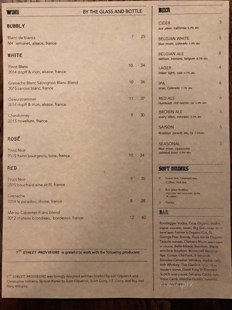 7th Street Provisions - Columbus, GA menu_pic