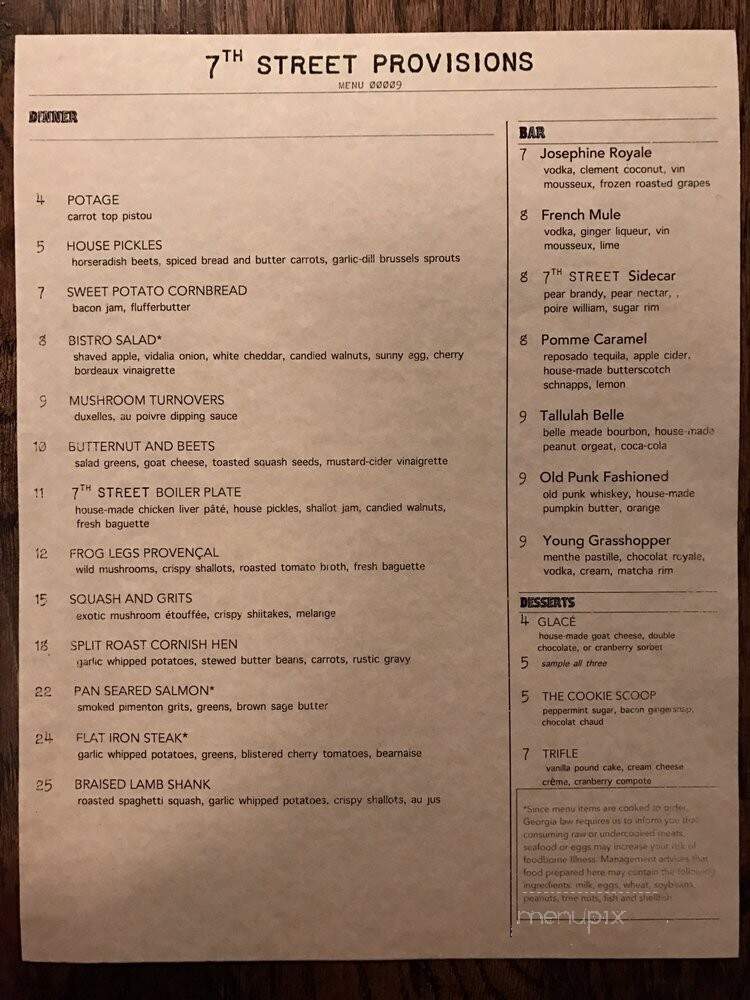 7th Street Provisions - Columbus, GA menu_pic