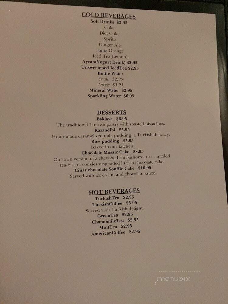 Cinar Turkish Restaurant - West Caldwell, NJ menu_pic