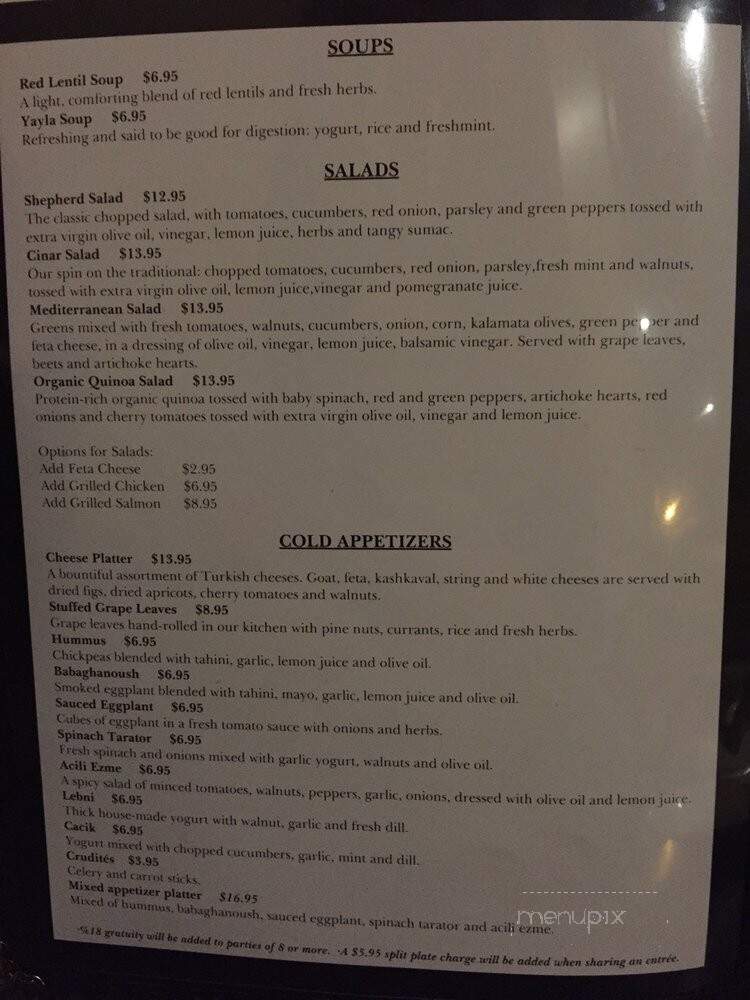 Cinar Turkish Restaurant - West Caldwell, NJ menu_pic