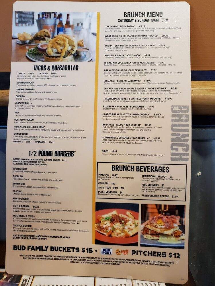 Charleston Sports Pub - Summerville, SC menu_pic