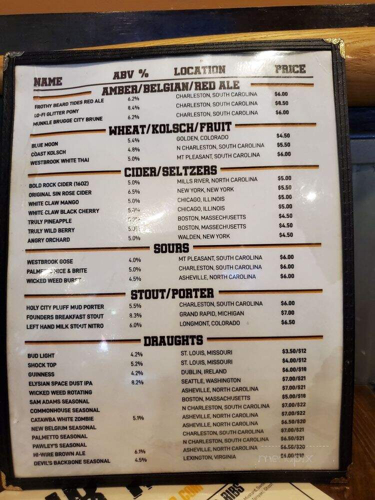 Charleston Sports Pub - Summerville, SC menu_pic