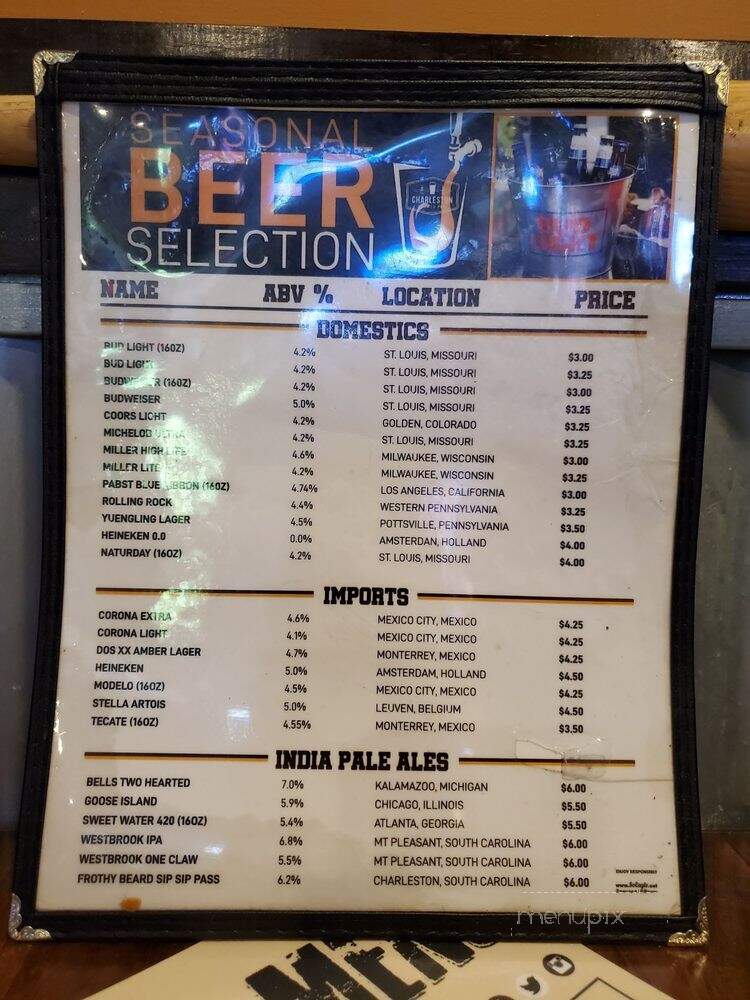 Charleston Sports Pub - Summerville, SC menu_pic
