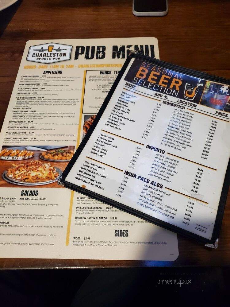 Charleston Sports Pub - Summerville, SC menu_pic