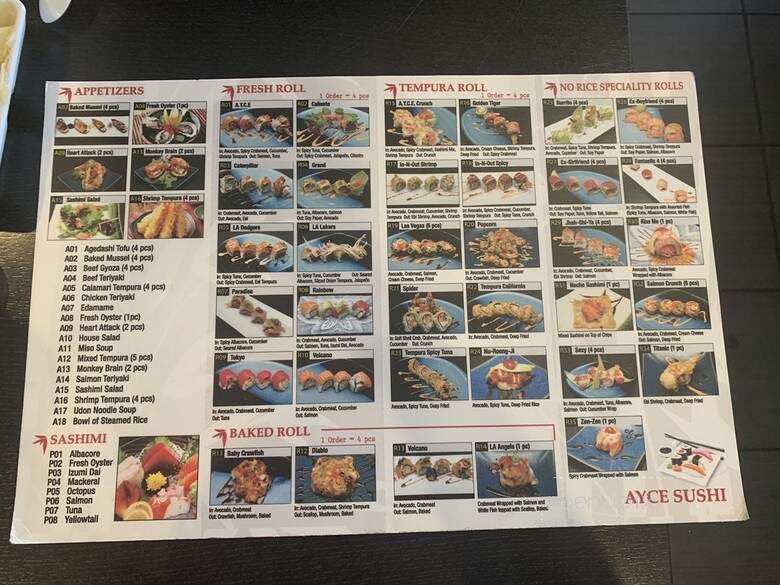 AYCE Sushi HB - Huntington Beach, CA menu_pic