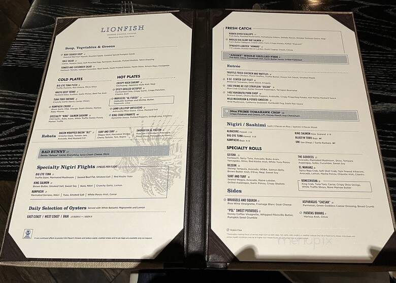 Lionfish Modern Coastal Cusine - San Diego, CA menu_pic