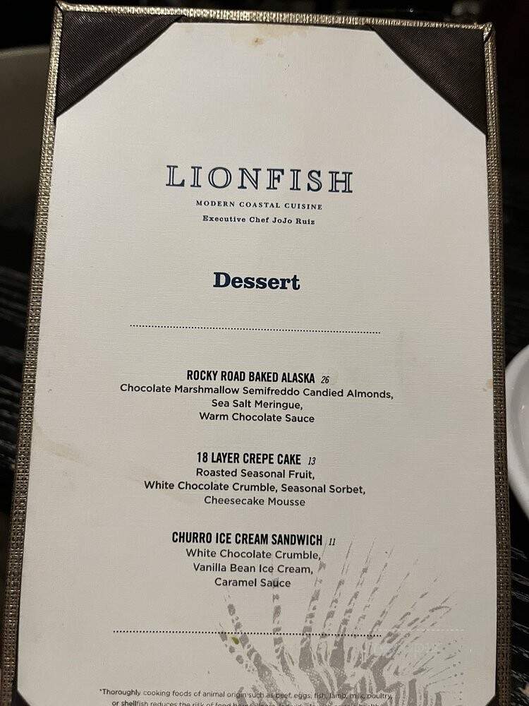 Lionfish Modern Coastal Cusine - San Diego, CA menu_pic