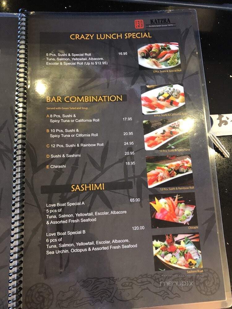 Katzra Sushi Bar - San Diego, CA menu_pic