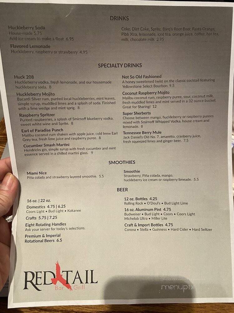 Red Tail Bar & Grill - Worley, ID menu_pic