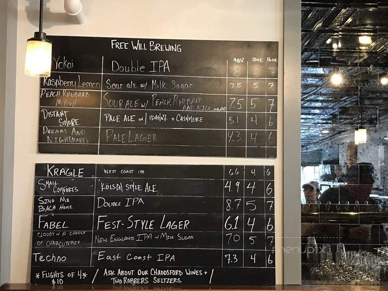 Free Will Taproom - Lahaska, PA menu_pic