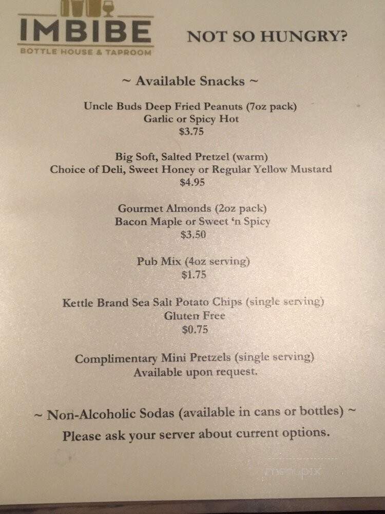 Imbibe Bottle House & Taproom - Maple Valley, WA menu_pic