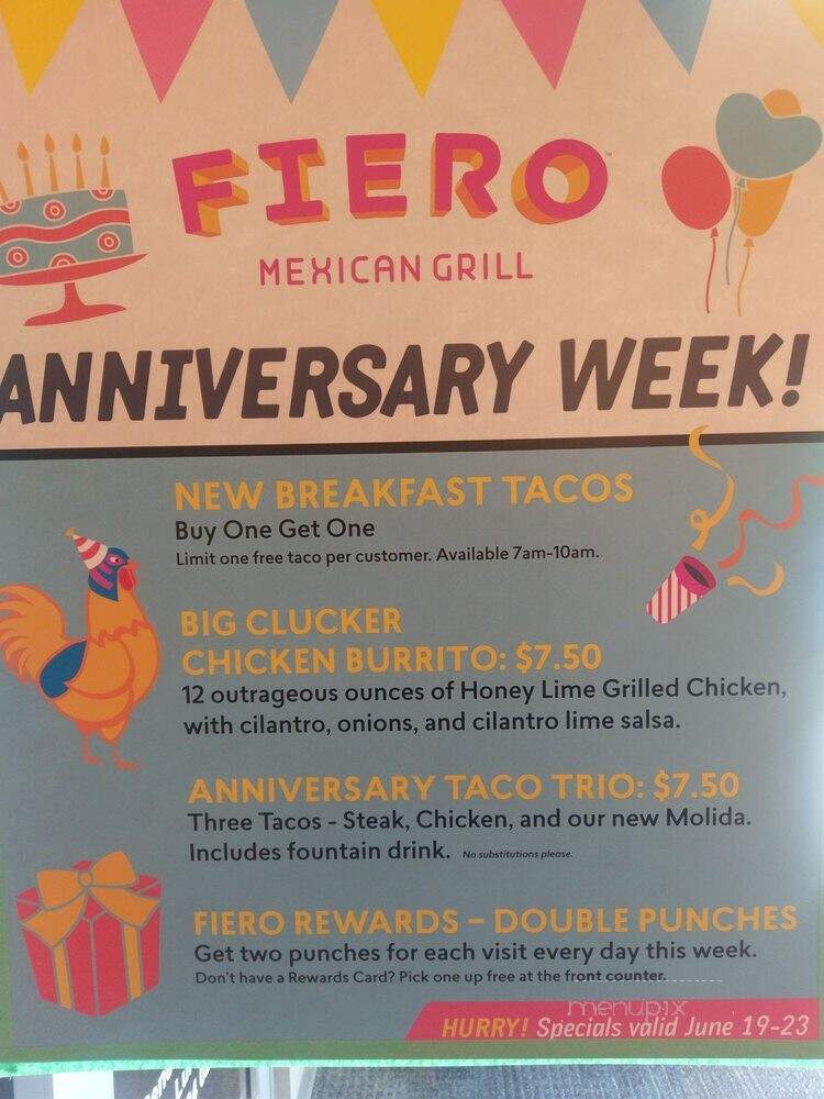 Fiero Mexican Grill - Annapolis Junction, MD menu_pic