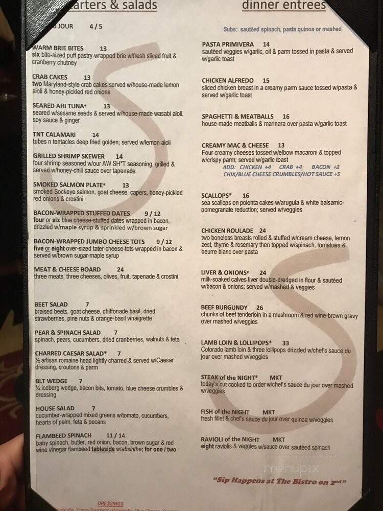 The Bistro On 2nd - Monument, CO menu_pic