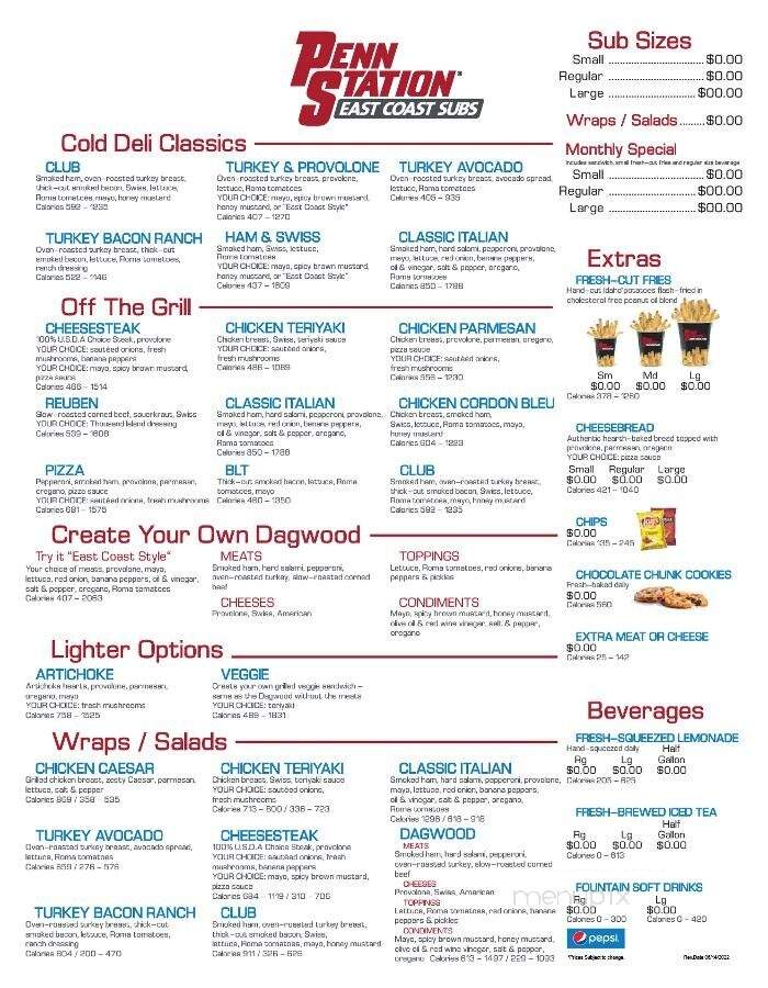 Penn Station East Coast Subs - Hendersonville, TN menu_pic