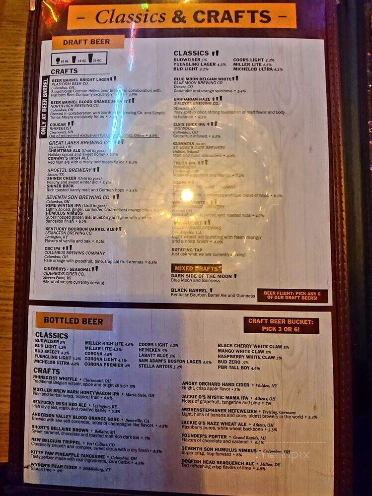 Beer Barrel Pizza and Grill - Hilliard, OH menu_pic