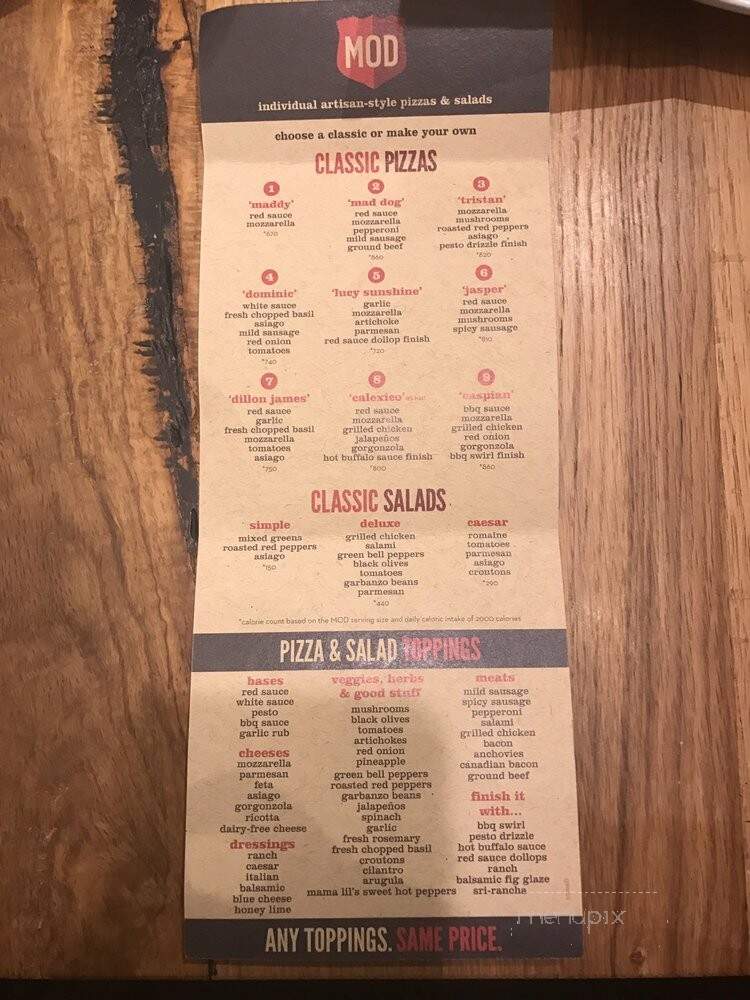 MOD Pizza - Cherry Hill, NJ menu_pic