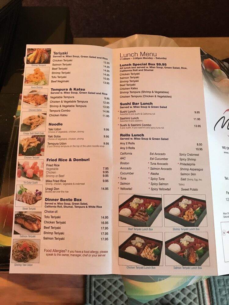 Mika Sushi - Arvada, CO menu_pic