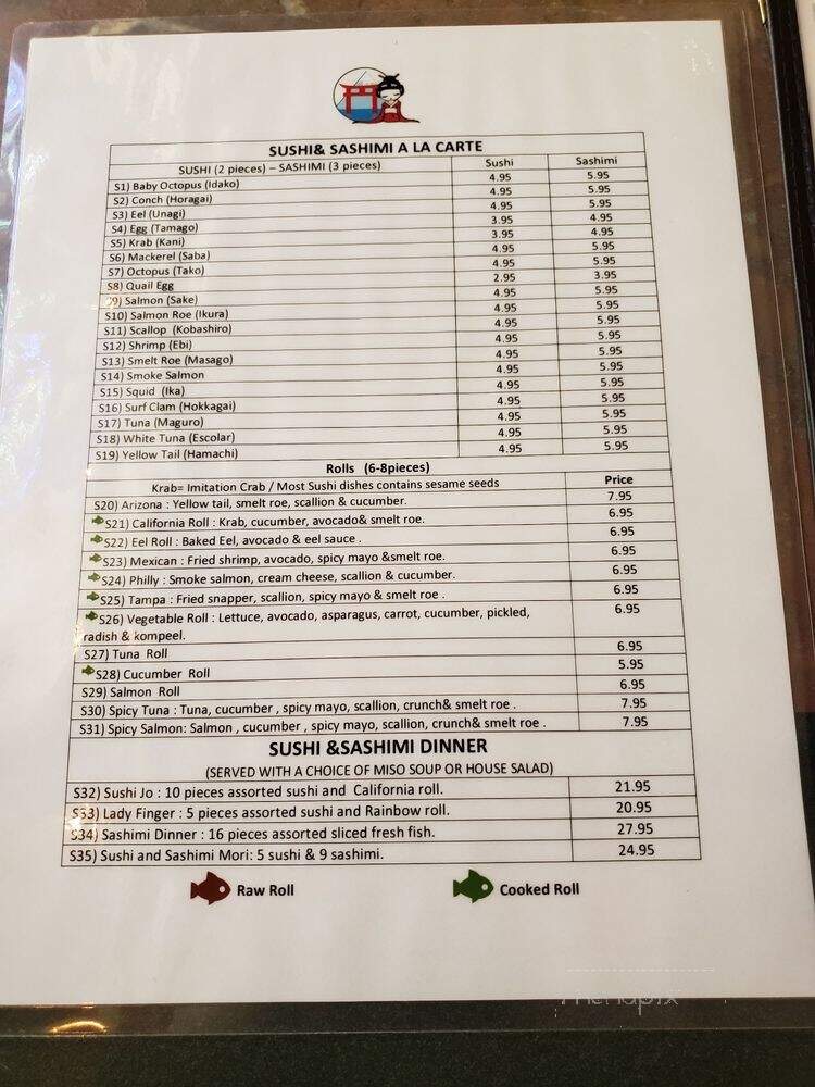 Hideko Sushi & Thai - Sarasota, FL menu_pic