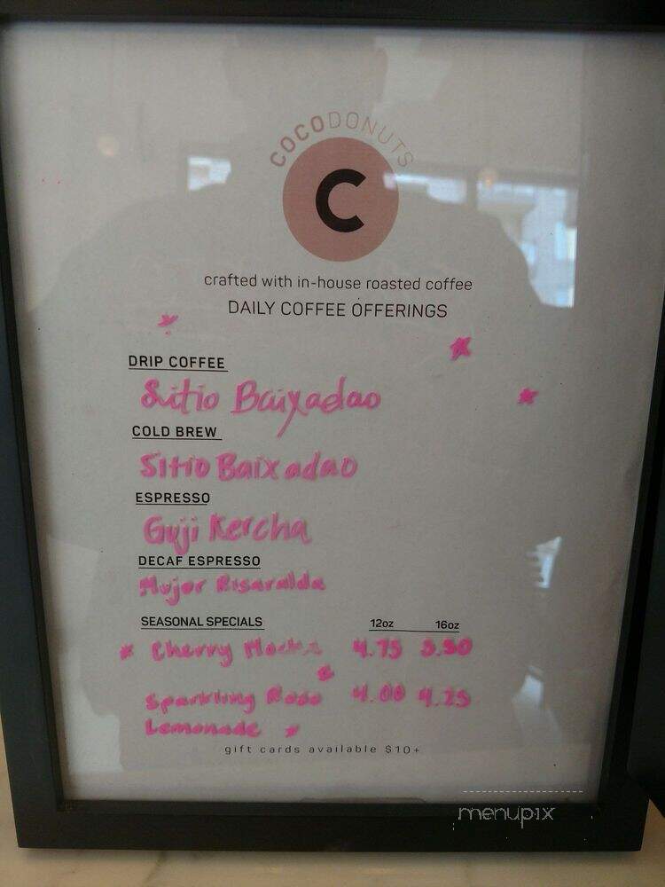 Coco Donuts - Portland, OR menu_pic