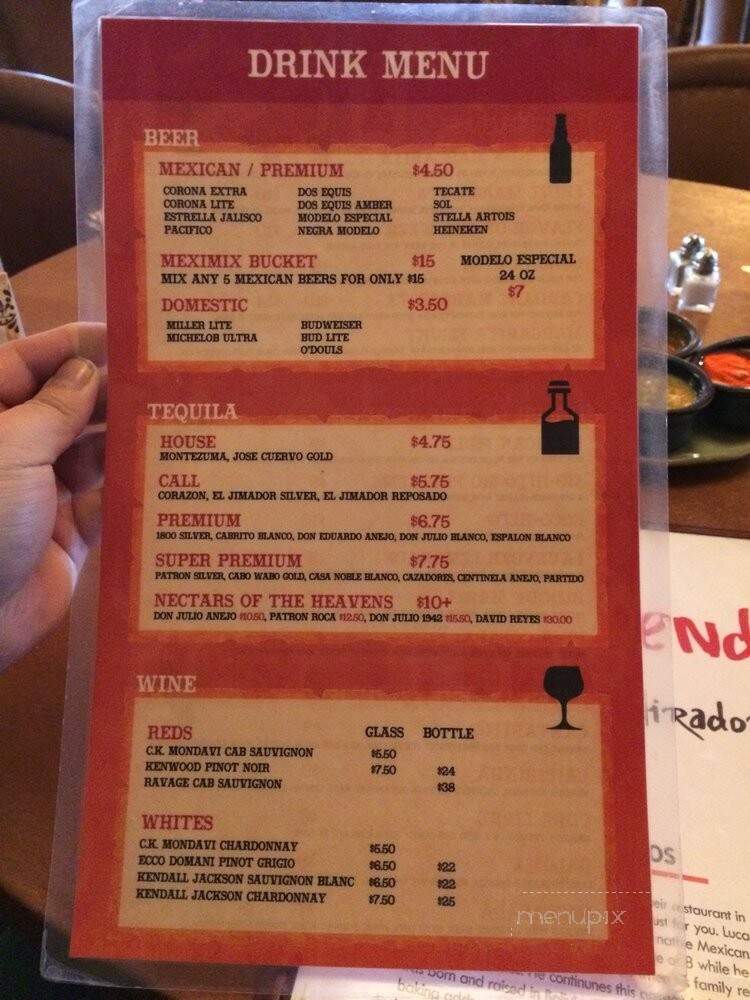 Hacienda El Mirador - Peoria, IL menu_pic