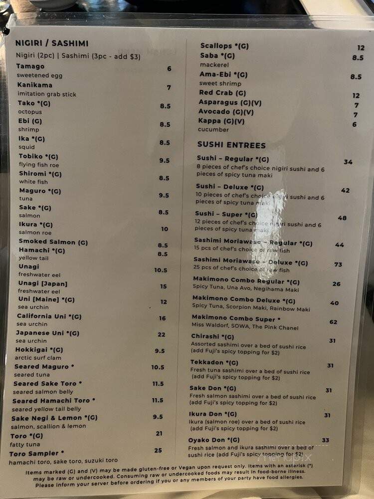 Fuji at Ink Block - Boston, MA menu_pic