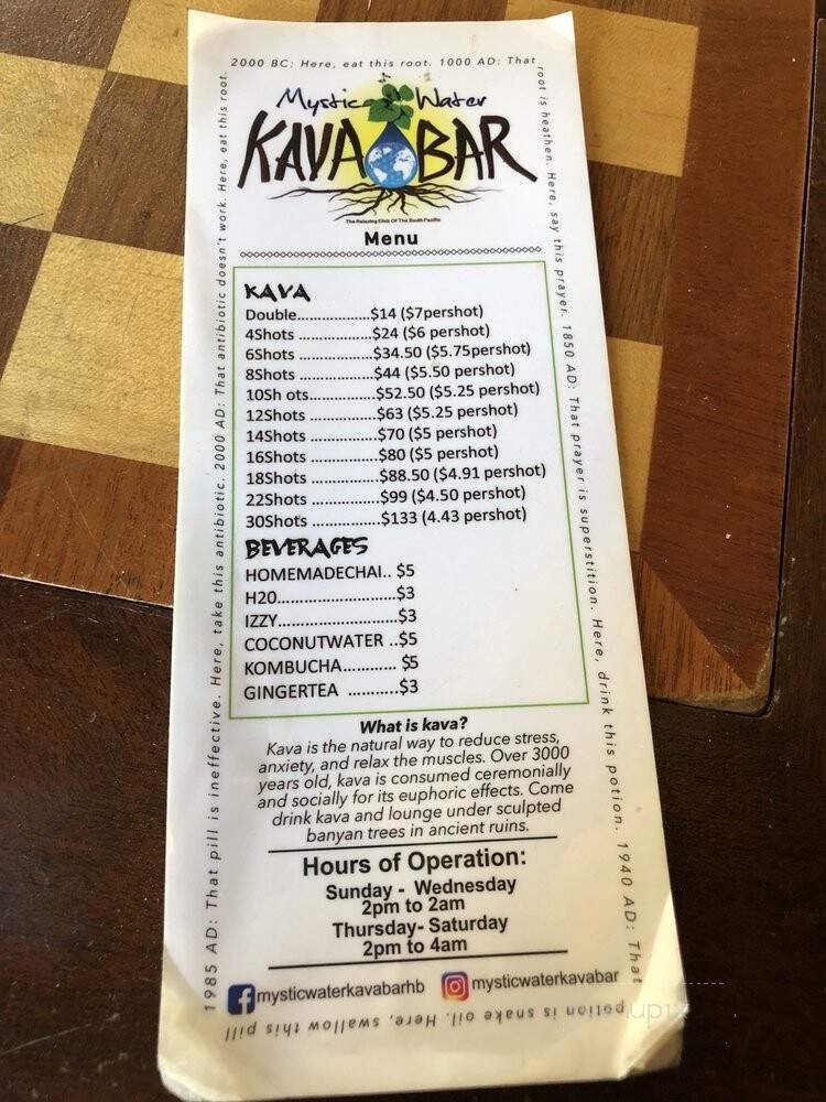 Mystic Water Kava Bar - Huntington Beach, CA menu_pic