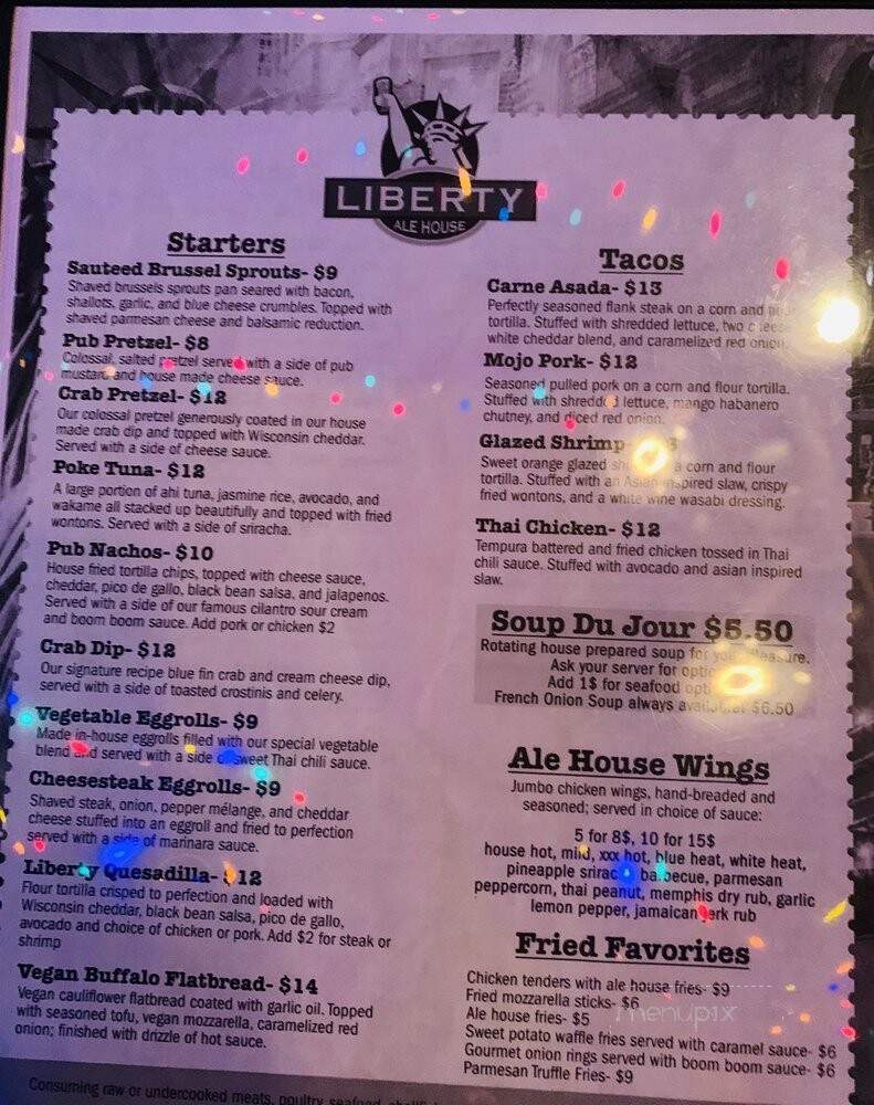 Liberty Ale House - Reading, PA menu_pic
