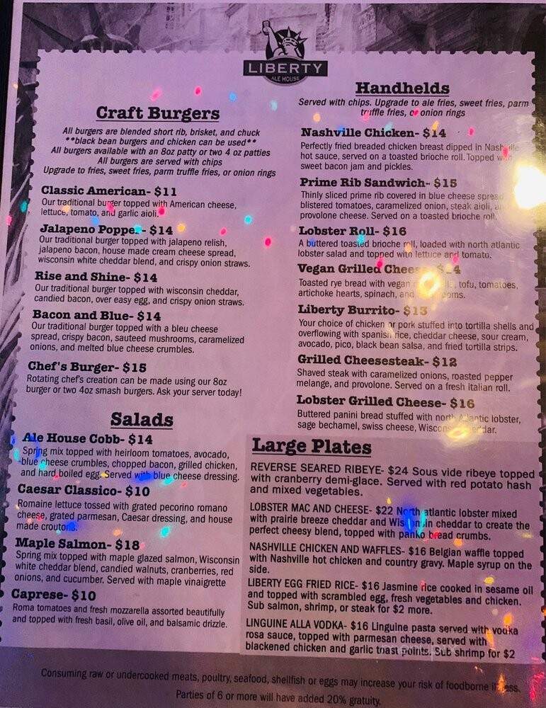 Liberty Ale House - Reading, PA menu_pic