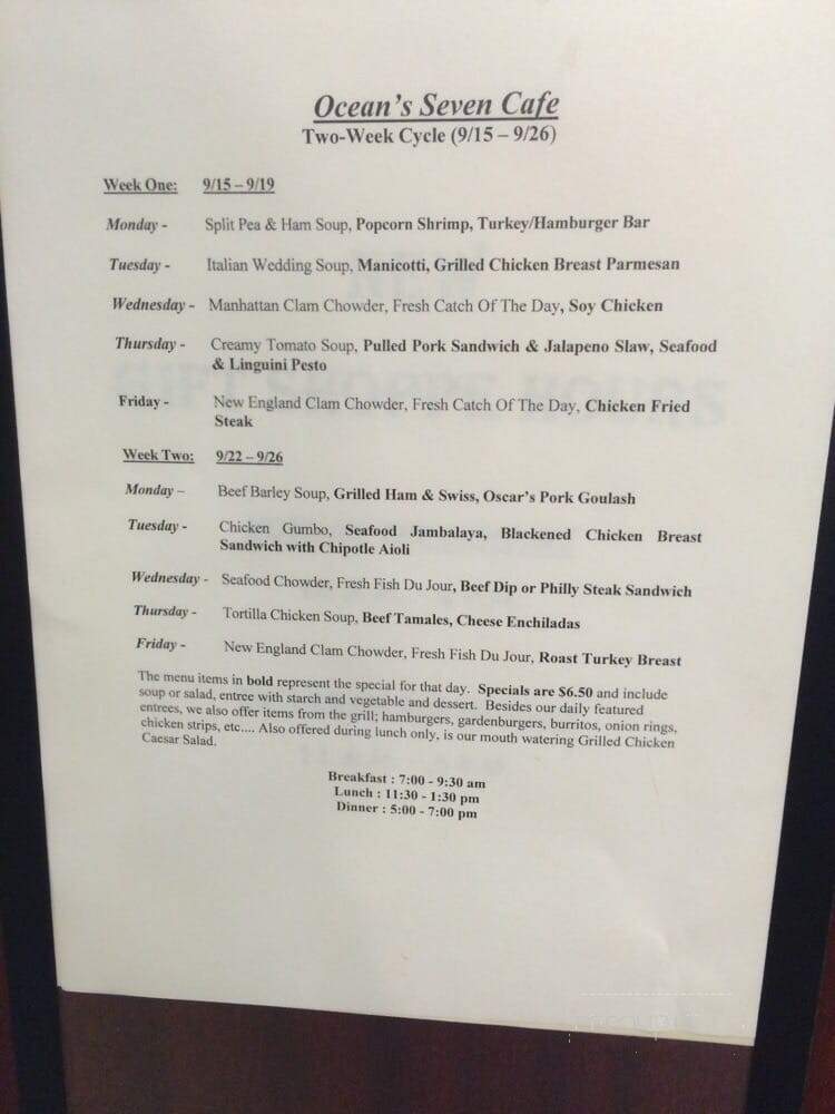 Ocean's Seven Cafe - Lompoc, CA menu_pic
