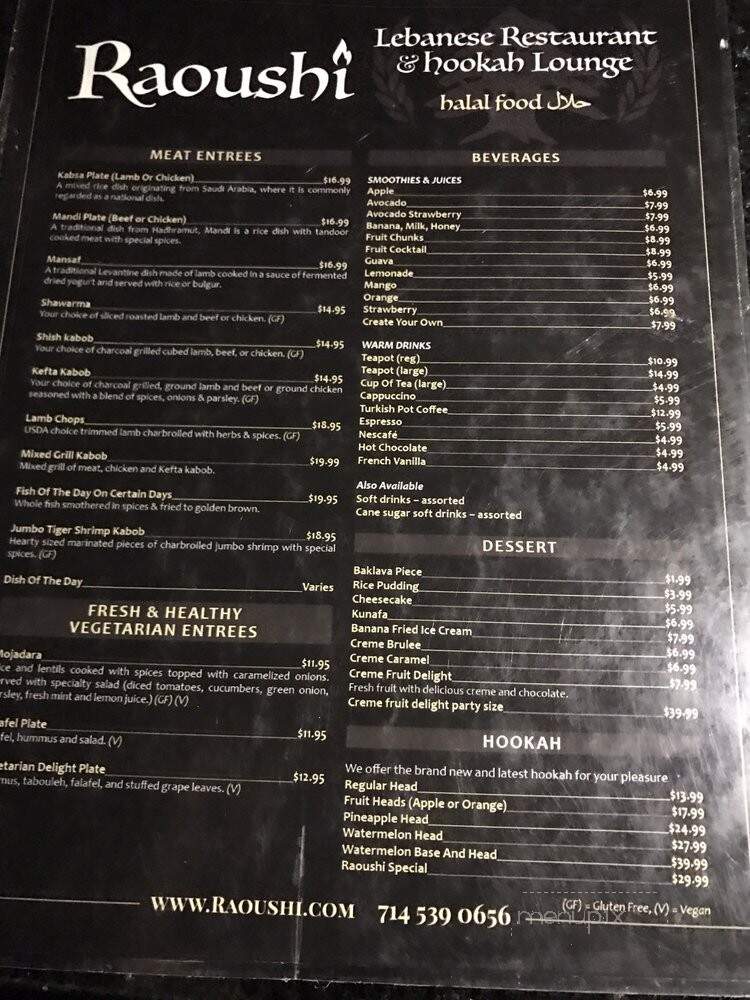 Raoushi Lebanese Restaurant and Hookah Lounge - Garden Grove, CA