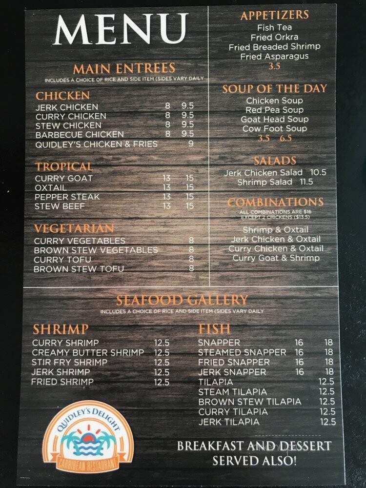 Quidleys Delight - Charlotte, NC menu_pic