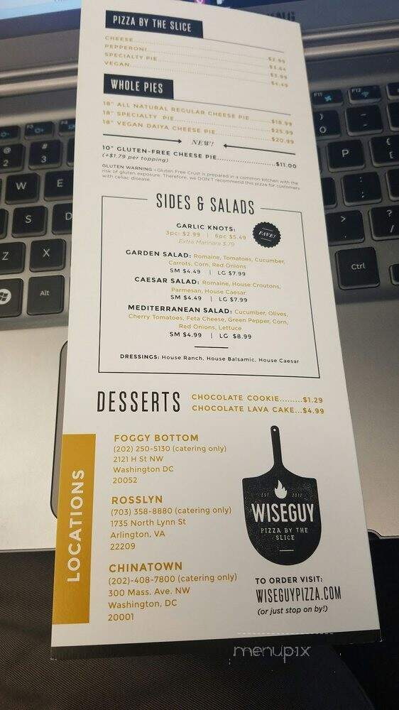 Wiseguy Pizza - Washington, DC menu_pic