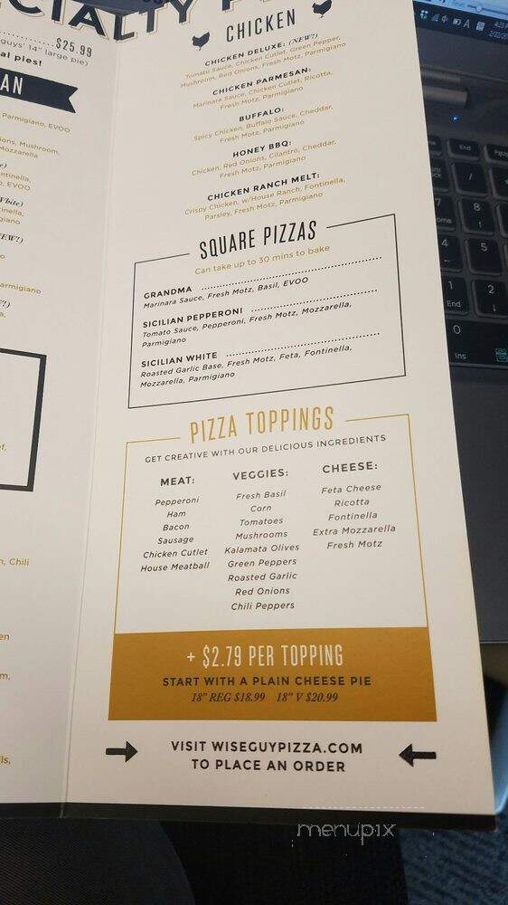 Wiseguy Pizza - Washington, DC menu_pic
